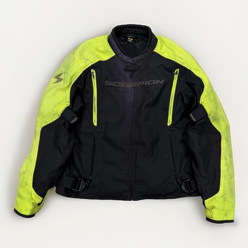 Scorpion Motorcycle Jacket Men's XL Black Hi Vis Yellow Armored Riding Biker
